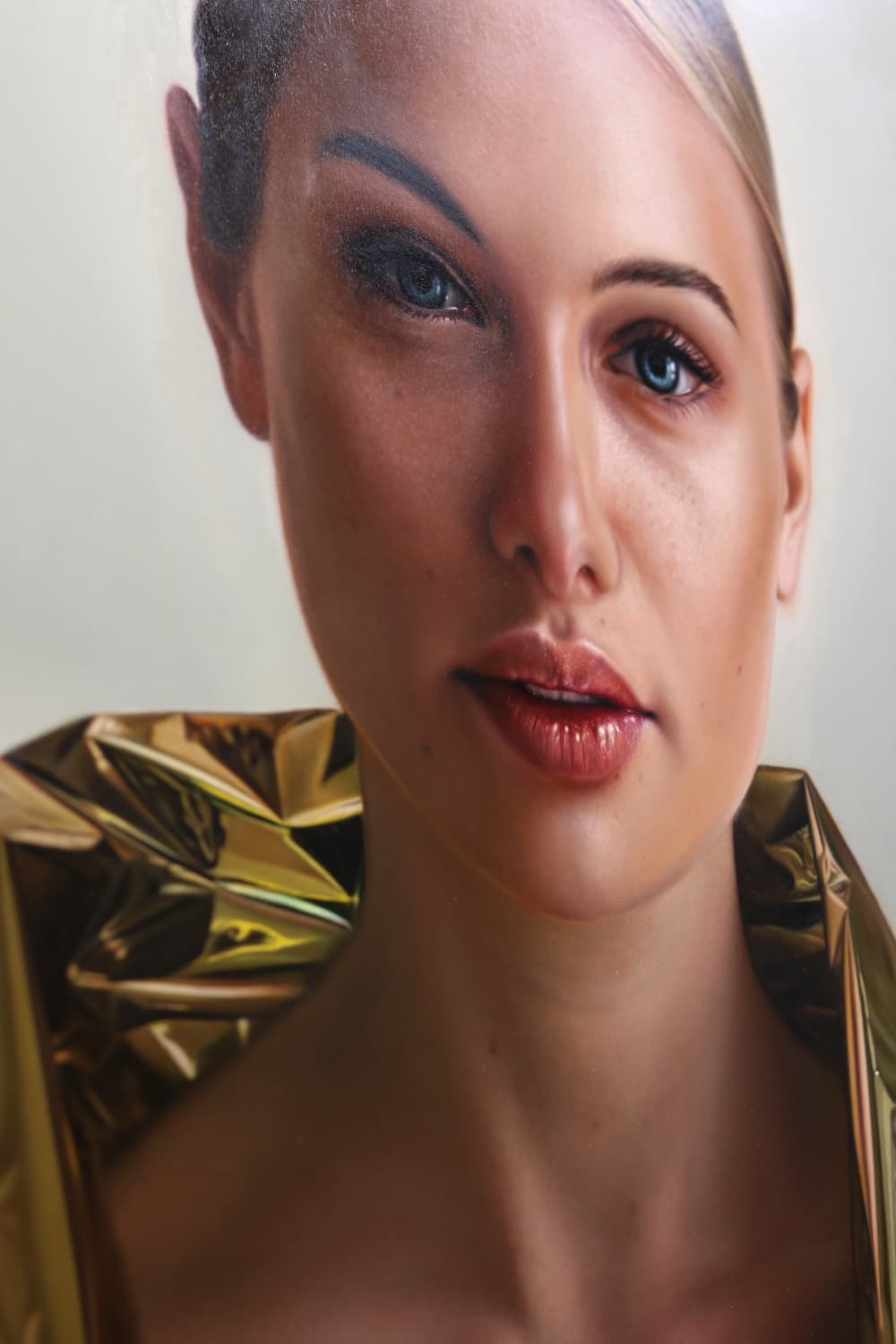 Detail of the intact painted portrait